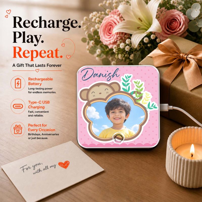 Personalised Musical Fridge Magnet with Custom Photo, Name & Song  Rechargeable Battery, Type-C USB Charging | Birthday Gift for Kids & Music Lover Boy